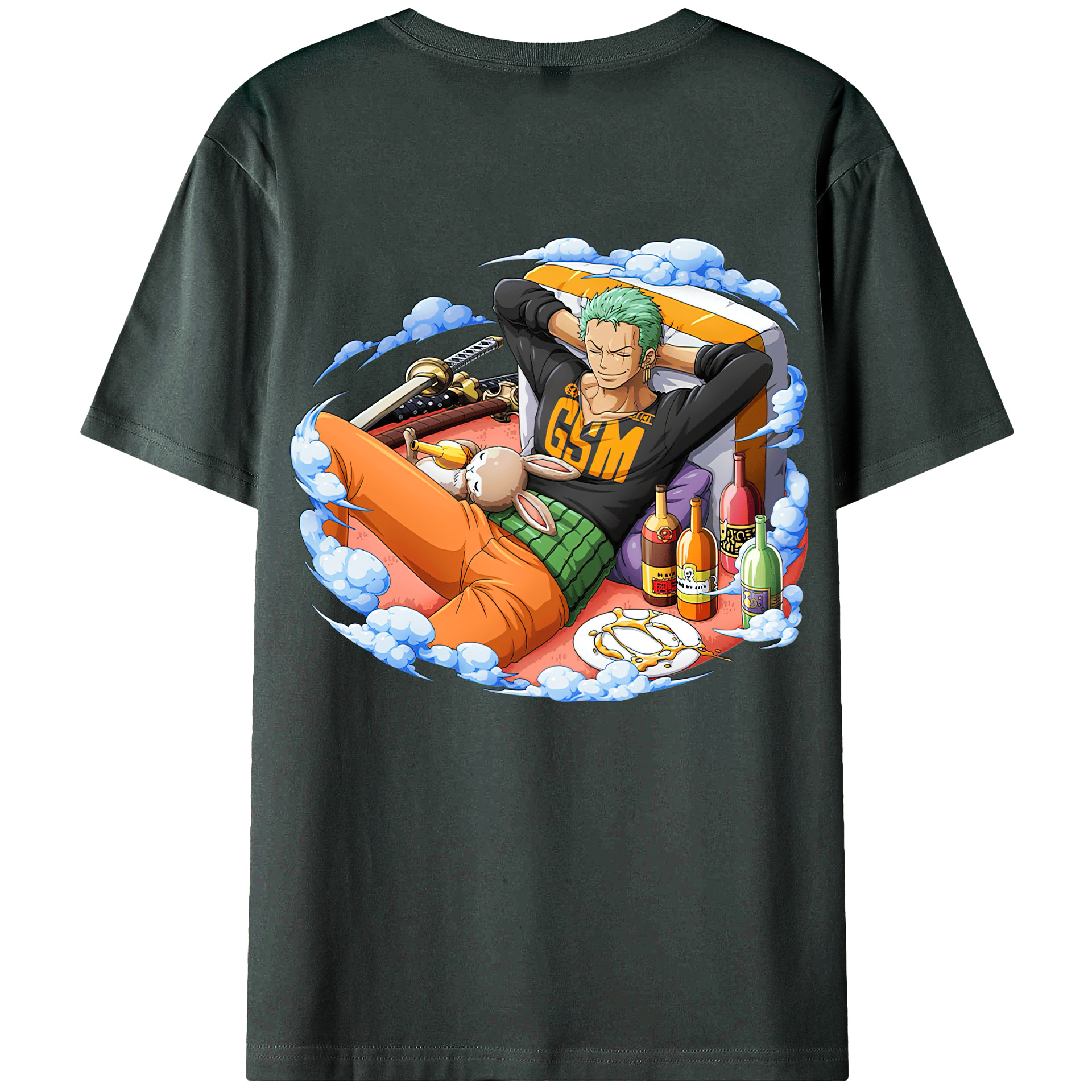 ワンピース ロロノア・ゾロ ONE PIECE Roronoa Zoro 綿100％ メンズ半袖Tシャツ（バックプリント） 通気性